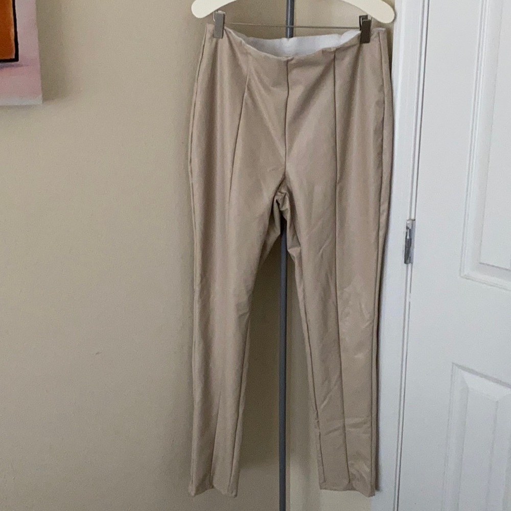 Cream leather pants